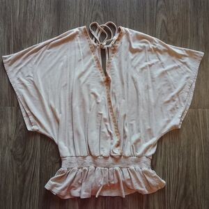 Hem & Thread Dolman Sleeve Blouse in Pink and Orange